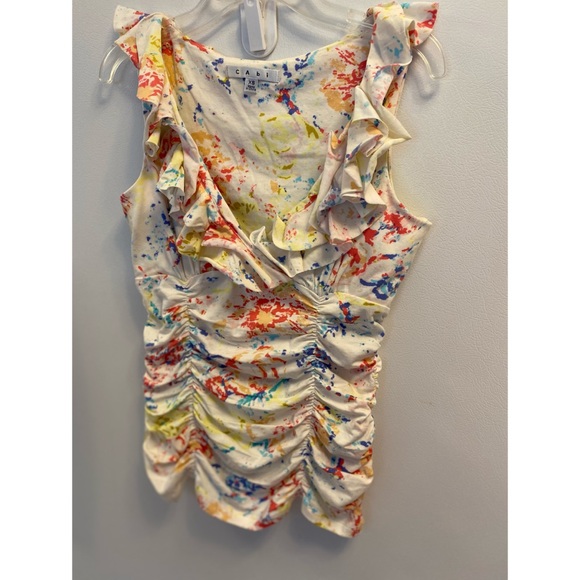 CAbi Ruffle Splatter Print Sleeveless Blouse - Picture 7 of 10